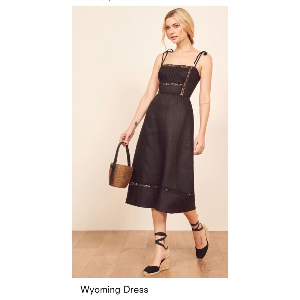BNWT Reformation Wyoming Dress Black Size 2
